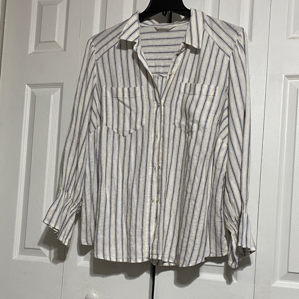 LC Lauren Conrad NWT linen blend bell sleeve top shirt blouse size 1X